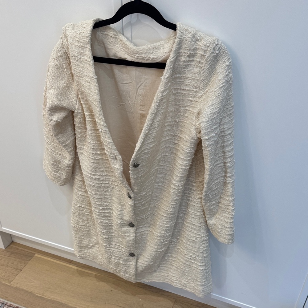 ba&sh Textured Cream dress